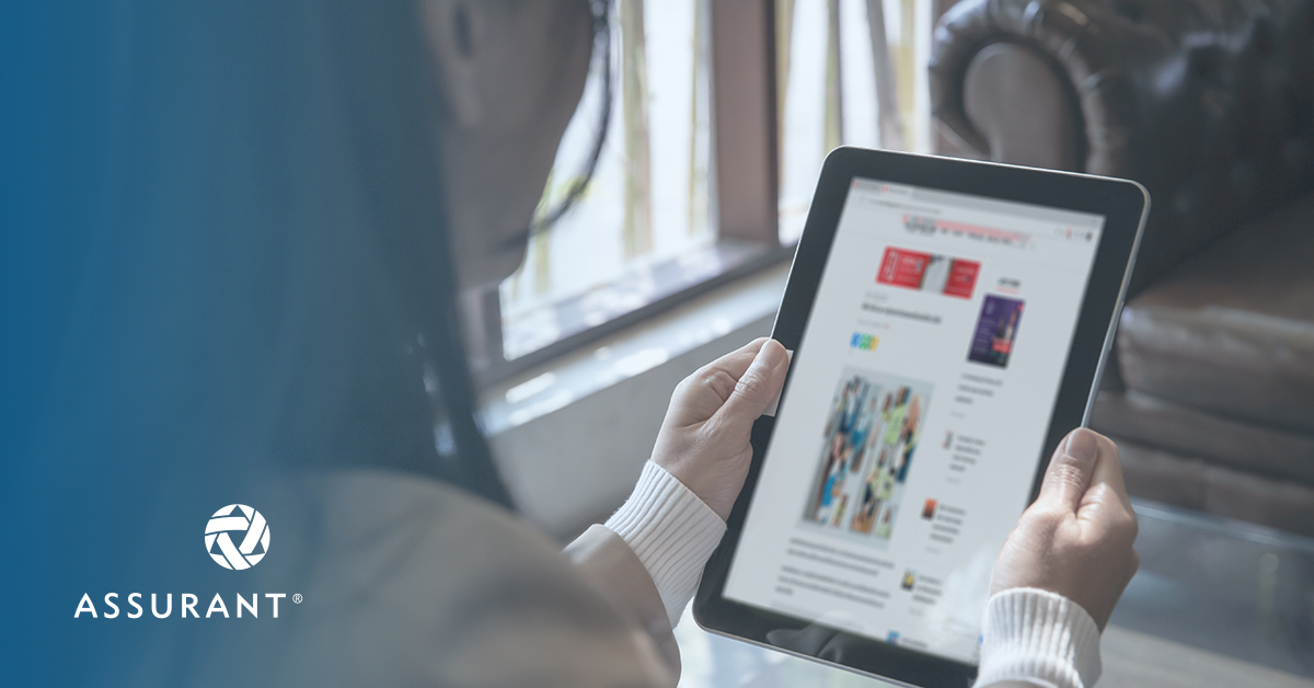 Woman reading articles on a table